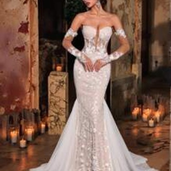 Glamrae Vestido elegante y lujoso con cola de sirena. - Picture 1 of 1